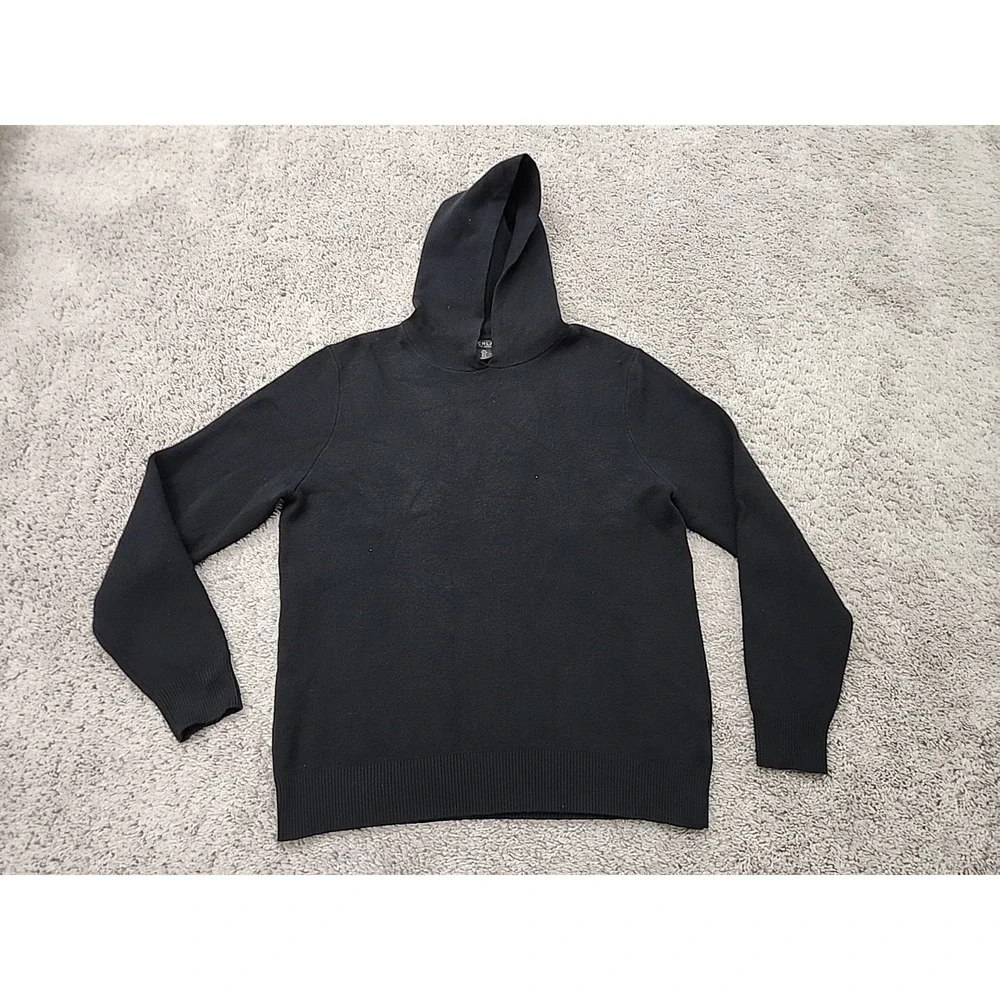 Lachlan Hoodie Sweater Mens L Black Knit Pullover Long Sleeve Preppy Casual